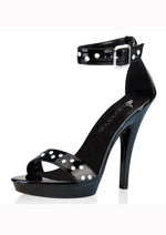 Load image into Gallery viewer, 6in. Black Ankle Strap Sandal with Stud Detail - Black - Size 6