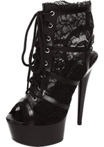 Load image into Gallery viewer, 6in. Black Lace Bootie - Black - Size 6