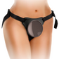 Image shows how to wear the King Cock Elite Comfy Body Dock Harness System from Pipedreams (black).