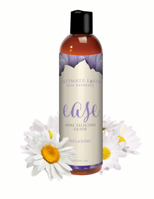 Intimate Earth Ease Relaxing Anal Silicone Glide Lubricant 2oz bottle.