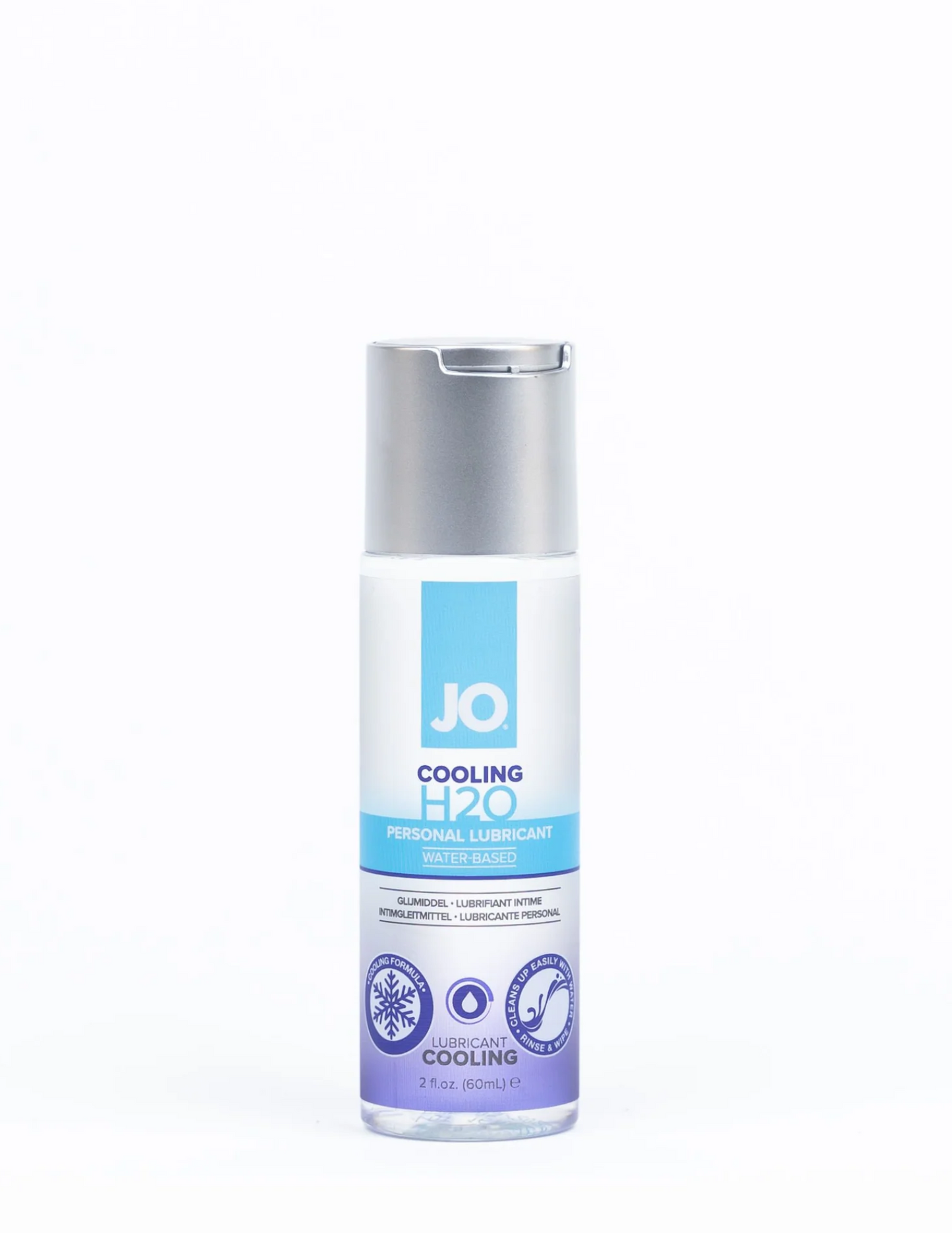 Image shows the front of the System Jo Cooling Water Based Lubricant 2oz bottle.