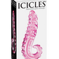 Photo of the front of the box for the Icicles No 24 Textured Glass Dildo from Pipedreams (pink).