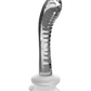 Profile photo of the Icicles No. 88 Glass G-Spot Wand w/ Silicone Suction Cup from Pipedreams (clear) shows its curved tip, ribbed shaft, and suction cup base.