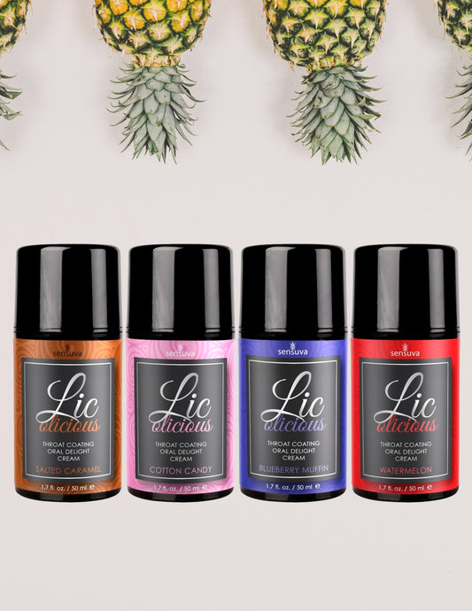 Ad showing the 4 flavors of Licolicious from Sensuva.
