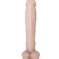 Front view of the Real Supple Silicone Poseable Dildo w/ Balls (10.5", light) from Evolved Novelties shows its life like design.