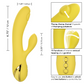 Diagram shows the dimensions and features of the California Dreaming San Diego Seduction Vibrator (yellow) from CalExotics.