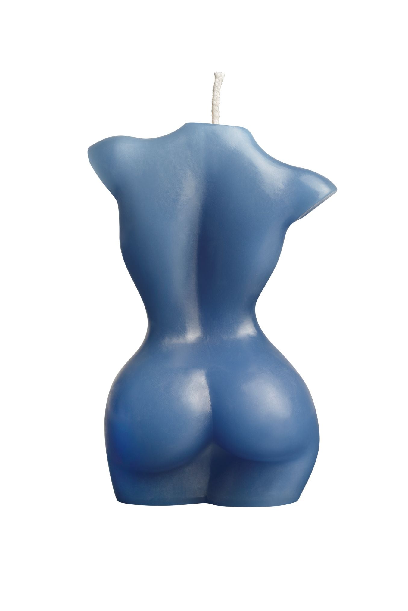 Photo of the back of the LaCire Torso Candle from Sportsheets (form 3/blue).