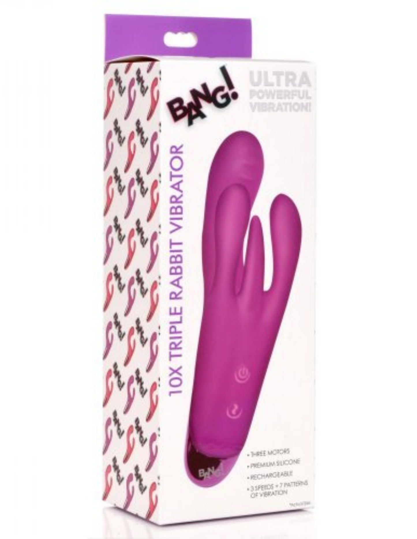 Bang! Triple Rabbit Silicone Vibrator - Pink, Purple