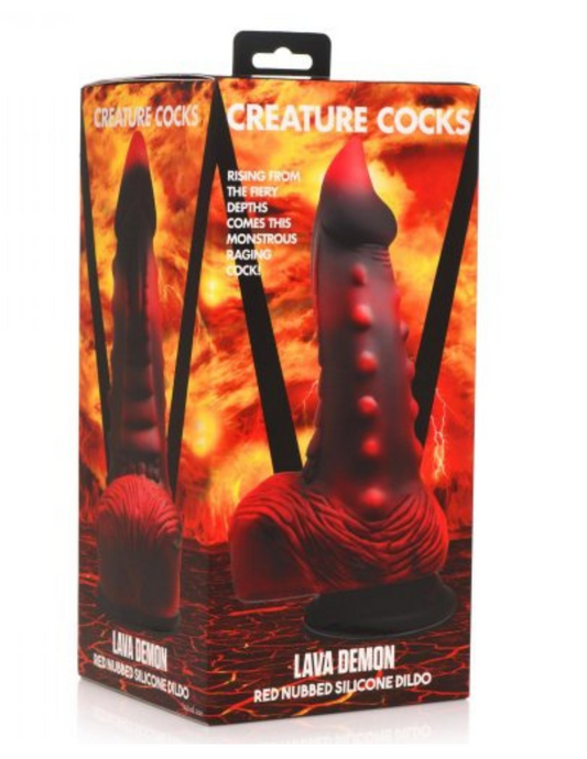 Creature Cocks - Lava Demon Thick Nubbed Silicone Dildo - Red/Black
