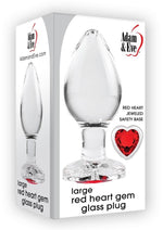 Load image into Gallery viewer, Adam and Eve Red Heart Gem Glass Anal Plug - Red - Large