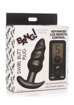 Load image into Gallery viewer, Bang 25x Rechargeable Silicone Swirl Anal Plug with Remote Control - Black