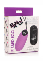 Load image into Gallery viewer, Bang! 28x Ribbed Rechargeable Silicone Egg with Remote Control - Purple