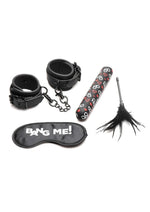 Load image into Gallery viewer, Bang! Bondage Kit - XL Bullet, Cuffs, Tickler, and Blindfold - Black