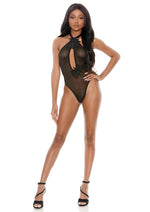 Load image into Gallery viewer, Barely Bare Peek-A-Boo Front Mesh Teddy - Black - One Size