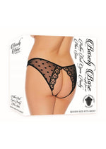 Load image into Gallery viewer, Barely Bare Polka Dot Open Panty - Black - Plus Size/Queen