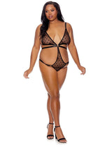 Load image into Gallery viewer, Barely Bare Strappy Bikini Teddy - Black - Plus Size/Queen