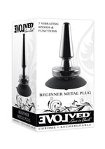 Load image into Gallery viewer, Beginner Metal Plug Rechargeable Vibrating Anal Plug - Black/Metal