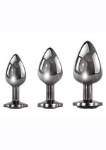 Load image into Gallery viewer, Black Gem Anal Plug - Black/Metal - 3 Piece Set/Set
