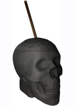 Load image into Gallery viewer, Black Matte Skull Cup with Plastic Straw - 22oz