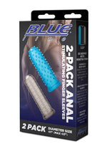 Load image into Gallery viewer, Blue Line Anal Stimulating Finger Sleeves - Black/Blue - 2 Pack