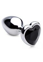 Load image into Gallery viewer, Booty Sparks Gemstones Black Heart Anal Plug - Black/Silver - Small