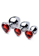 Load image into Gallery viewer, Booty Sparks Gemstones Red Jasper Hearts Anal Plug - Metal/Red - 3 Pieces/Set