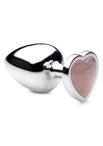 Load image into Gallery viewer, Booty Sparks Gemstones Rose Quartz Heart Anal Plug - Metal/Pink - Large