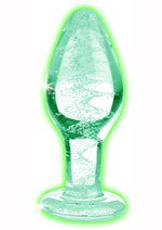 Load image into Gallery viewer, Booty Sparks Glow In The Dark Glass Anal Plug - Clear/Glow In The Dark - Medium