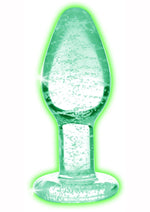 Load image into Gallery viewer, Booty Sparks Glow In The Dark Glass Anal Plug - Clear/Glow In The Dark - Small