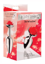 Load image into Gallery viewer, Booty Sparks Rose Anal Plug - Metal/Red - Large