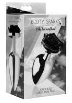Load image into Gallery viewer, Booty Sparks Rose Butt Plug - Black/Metal - Large