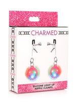 Load image into Gallery viewer, Charmed Silicone Light-Up Nipple Clamps - Pink