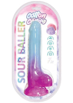 Load image into Gallery viewer, Cotton Candy Sour Baller Silicone Dildo - Aqua/Blue/Purple - 7in
