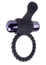 Load image into Gallery viewer, Fantasy C-Ringz Vibrating Silicone Super Cock Ring with Bullet - Black