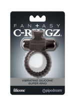 Load image into Gallery viewer, Fantasy C-Ringz Vibrating Silicone Super Cock Ring with Bullet - Black