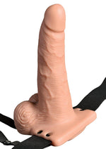 Load image into Gallery viewer, Fetish Fantasy Series Hollow Rechargeable Strap-On Dildo with Balls and Harness with Remote Control - Vanilla - 6in