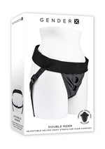 Load image into Gallery viewer, Gender X Double Rider Harness with Vibrating Ring - Black