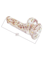 Load image into Gallery viewer, Glittergasm Realistic Clear Dildo with Balls and Suction Cup - Red/Orange/Golden Glitter