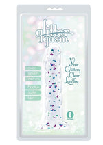 Load image into Gallery viewer, Glittergasm Swirl Clear Dildo with Suction Cup - Blue/Purple/Violet Glitter - Blue/Purple