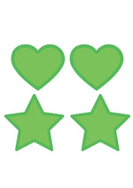 Load image into Gallery viewer, Green Glow In The Dark Hearts and Stars - Glow In The Dark/Green