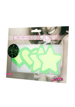 Load image into Gallery viewer, Green Glow In The Dark Hearts and Stars - Glow In The Dark/Green