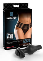 Load image into Gallery viewer, Hookup Panties Crotchless Love Garter - Sm - Black - One Size