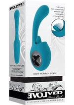 Load image into Gallery viewer, How Many Licks Rechargeable Silicone Vibrator with Clitoral Stimulator - Blue