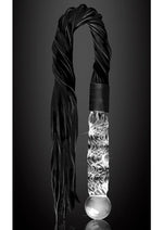 Load image into Gallery viewer, Icicles No. 38 Textured Glass Dildo with Flogger - Black/Clear - 26.5in