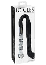 Load image into Gallery viewer, Icicles No. 38 Textured Glass Dildo with Flogger - Black/Clear - 26.5in