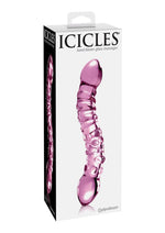 Load image into Gallery viewer, Icicles No. 55 Double-Sided Textured Glass Dildo - Pink - 9in