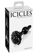 Load image into Gallery viewer, Icicles No 77 Flower Shaped Glass Anal Plug - Black