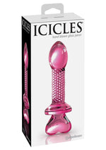 Load image into Gallery viewer, Icicles No. 82 Textured Glass Juicer Anal Probe with Heart Shaped Handle - Pink