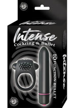 Load image into Gallery viewer, Intense Silicone Vibrating Cock Ring and Bullet - Black - Set