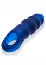 Load image into Gallery viewer, Invader Rippled Open-Ended Silicone Cocksheath Extender - Blue/Frost